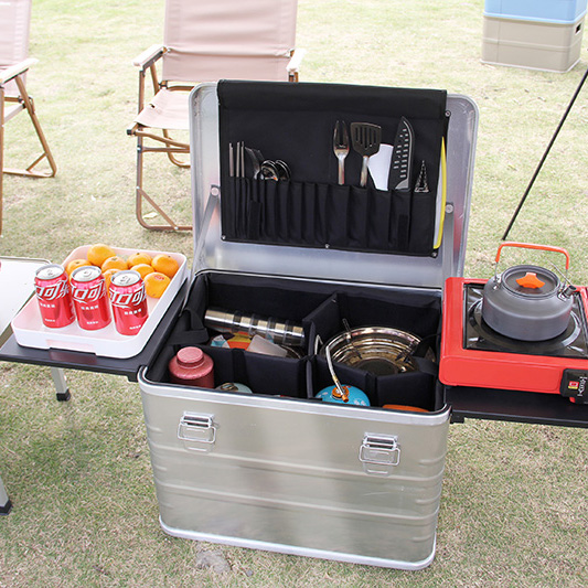 Portable Aluminum Camp Kitchen Boxes With Side Board