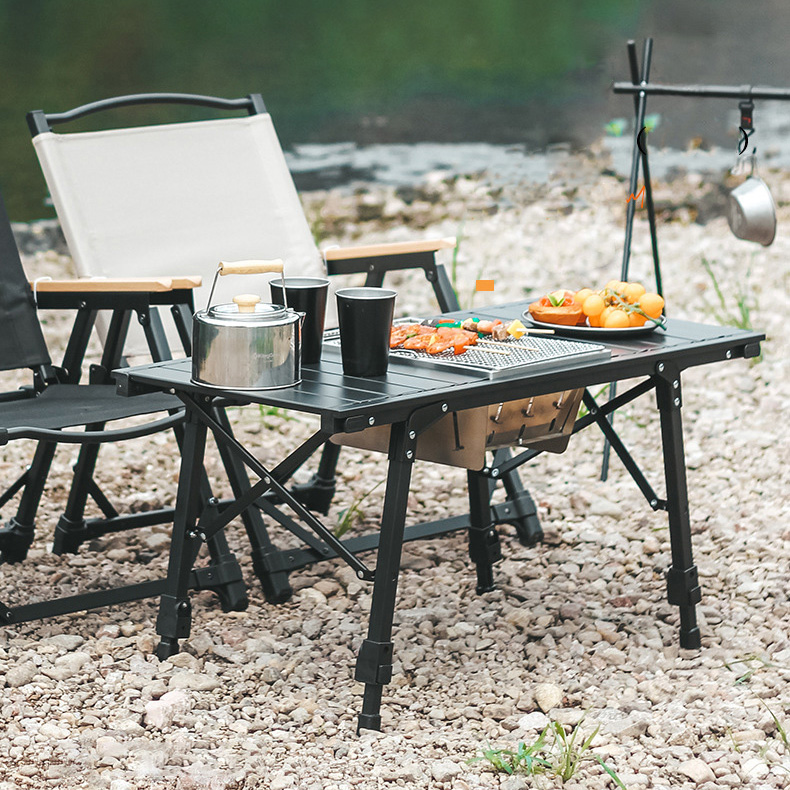 Portable Black IGT Picnic Table For Outdoor Camping BBQ Garden