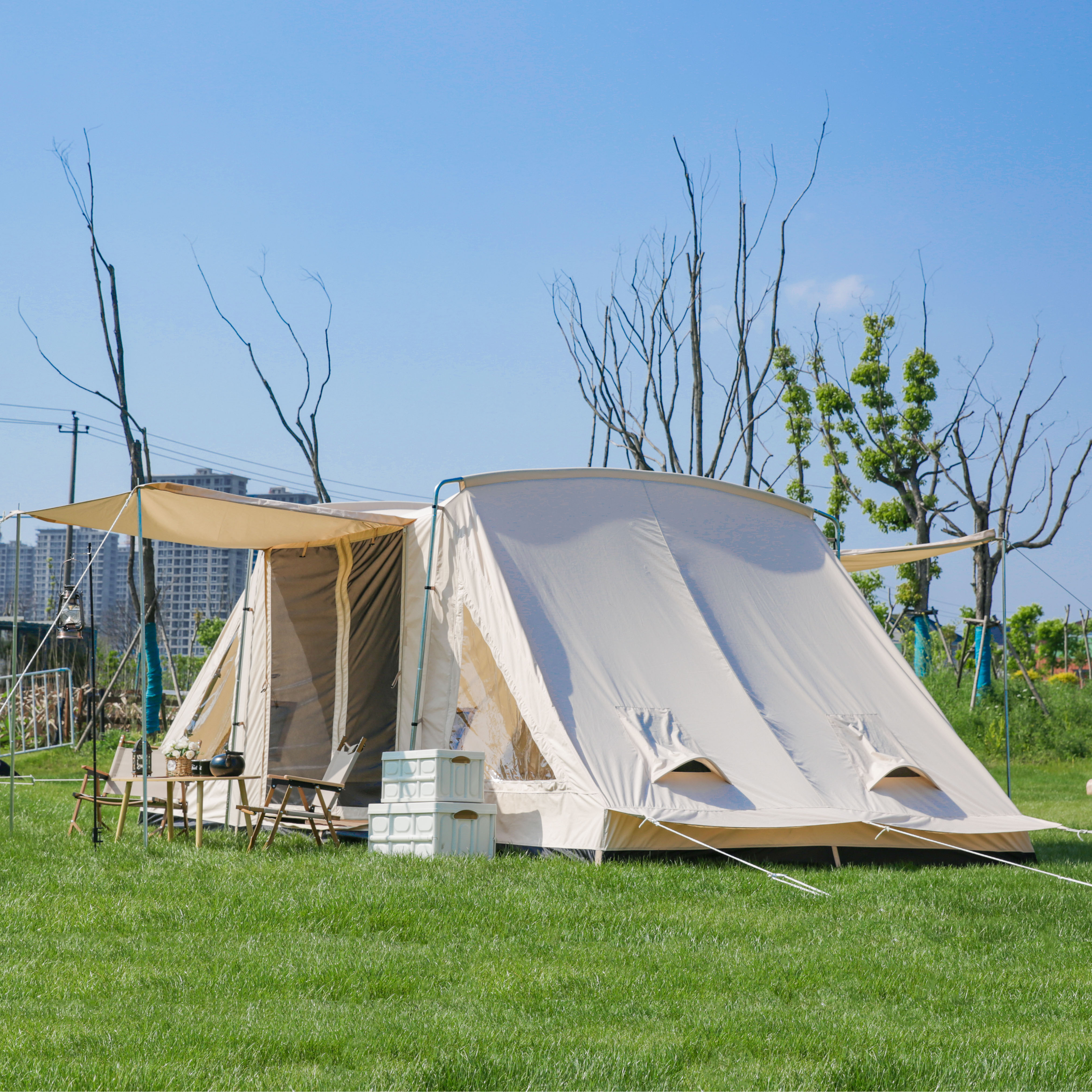 Cotton Canvas Tunnel Family Glamping Tents