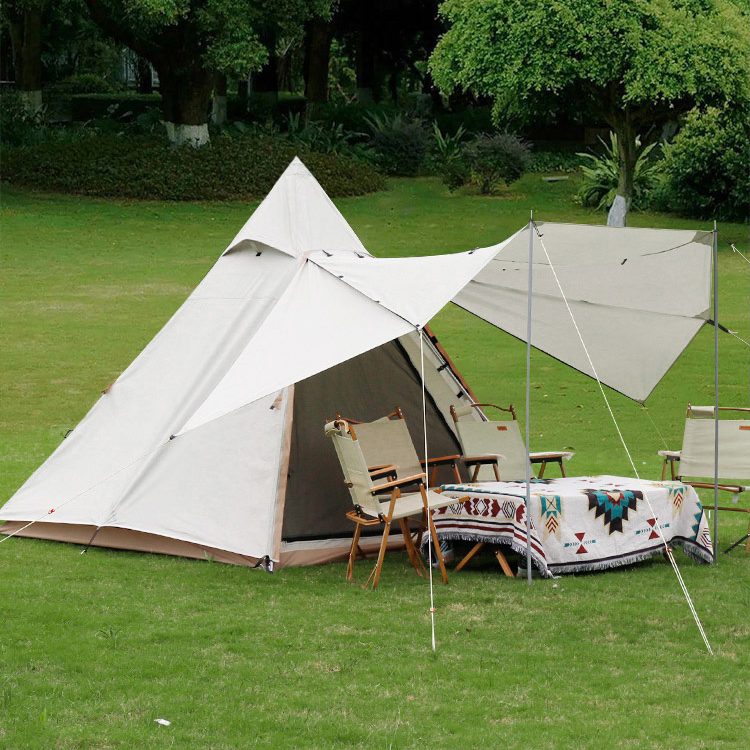 Automatic Pyramid Camping Tent With Sun Shelter