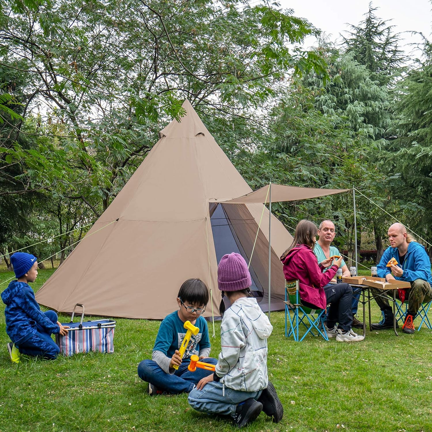 Pyramid Camping Tent With Shelter