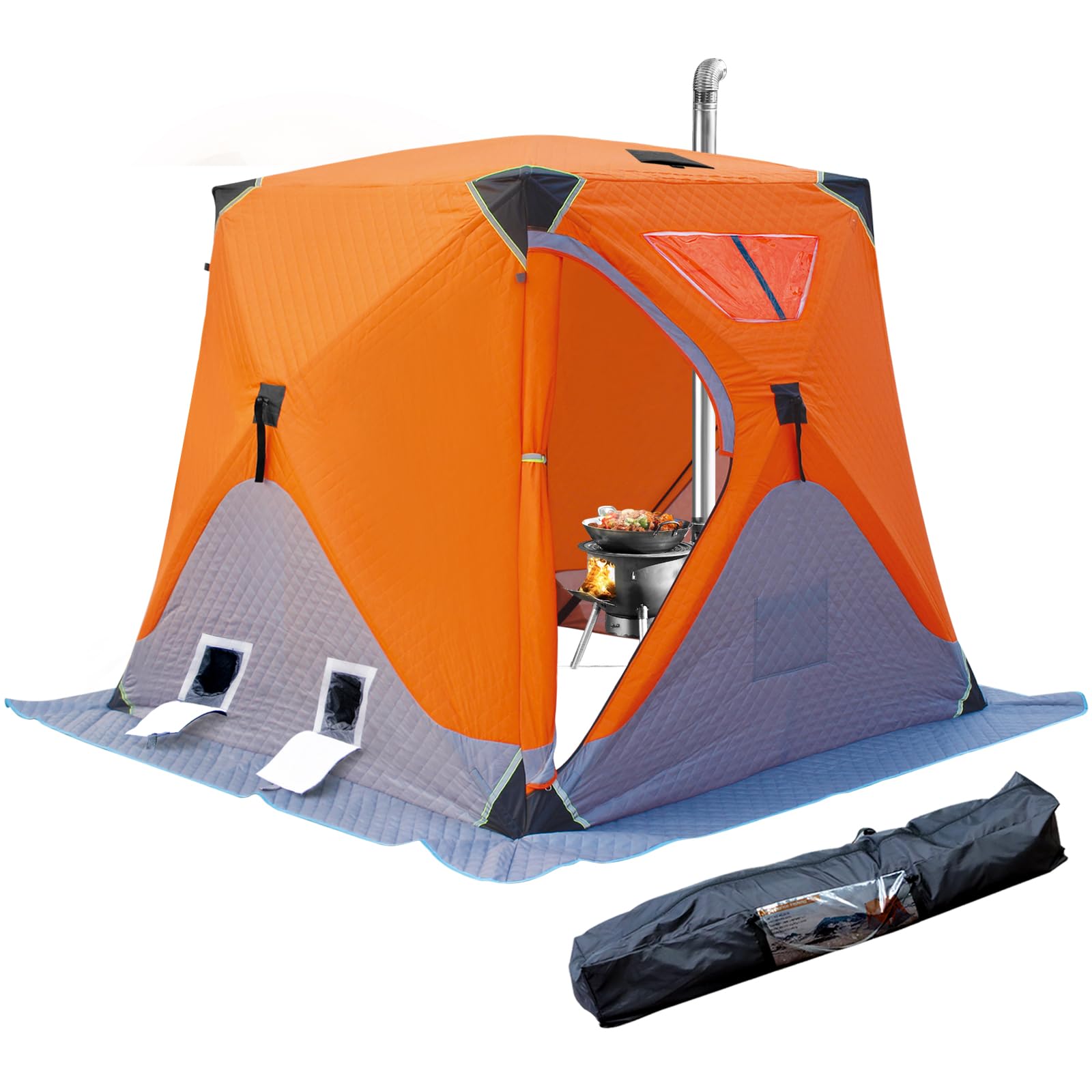 Portable Insulated Ice Fishing Tent with Stove Jack