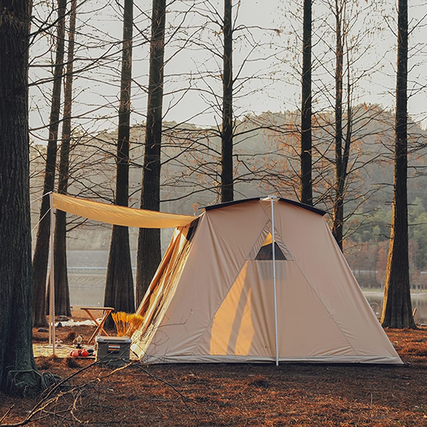 Double Layer Cabin Spring Bar Camping Tent