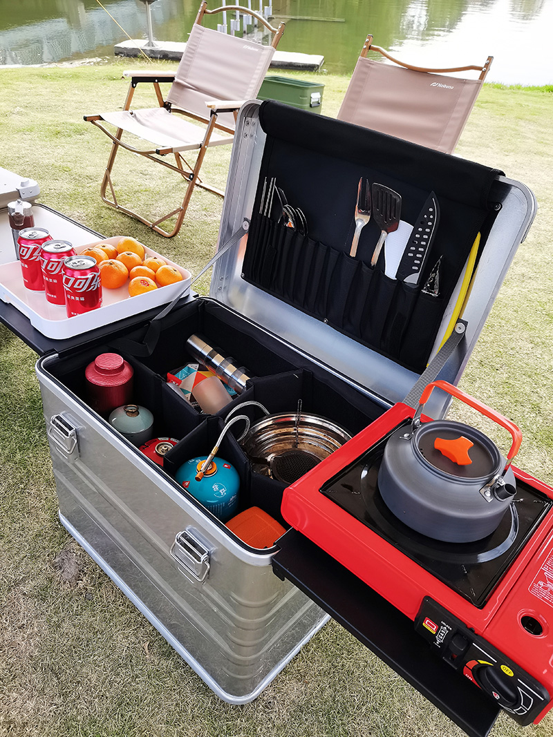 Portable Aluminum Camp Kitchen Boxes With Side Board