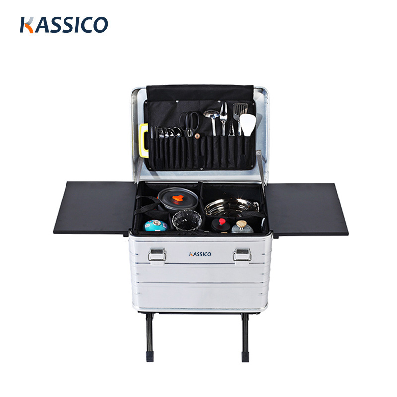 Portable Aluminum Camp Kitchen Boxes With Side Board