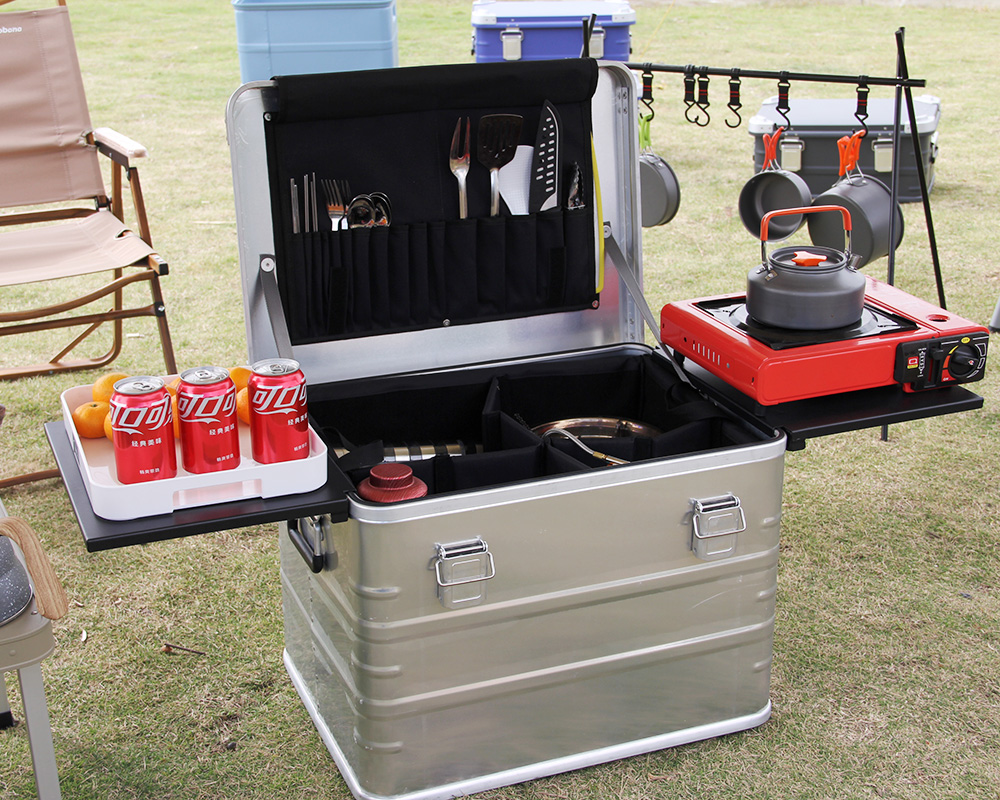 Portable Aluminum Camp Kitchen Boxes With Side Board