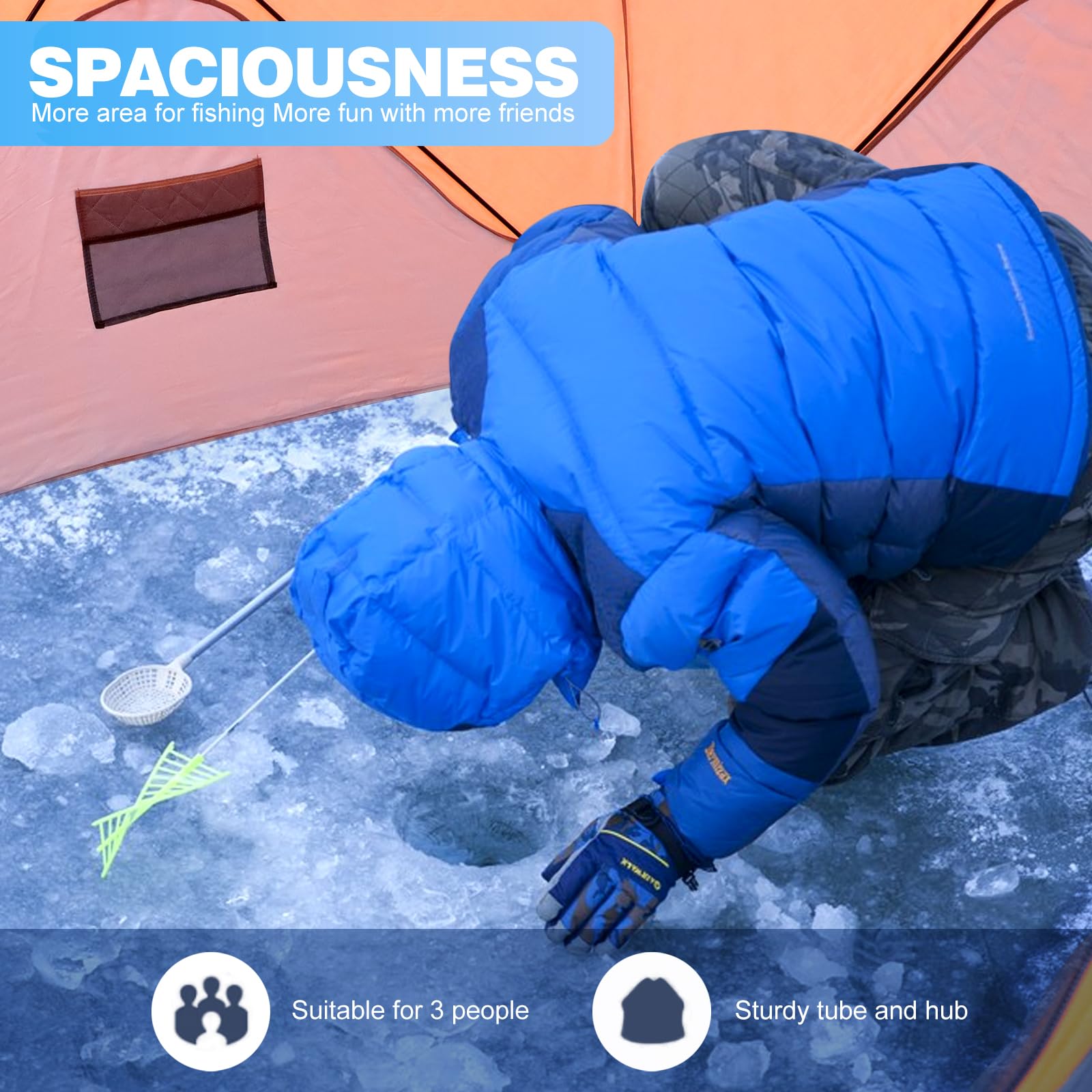 Portable Insulated Ice Fishing Tent with Stove Jack