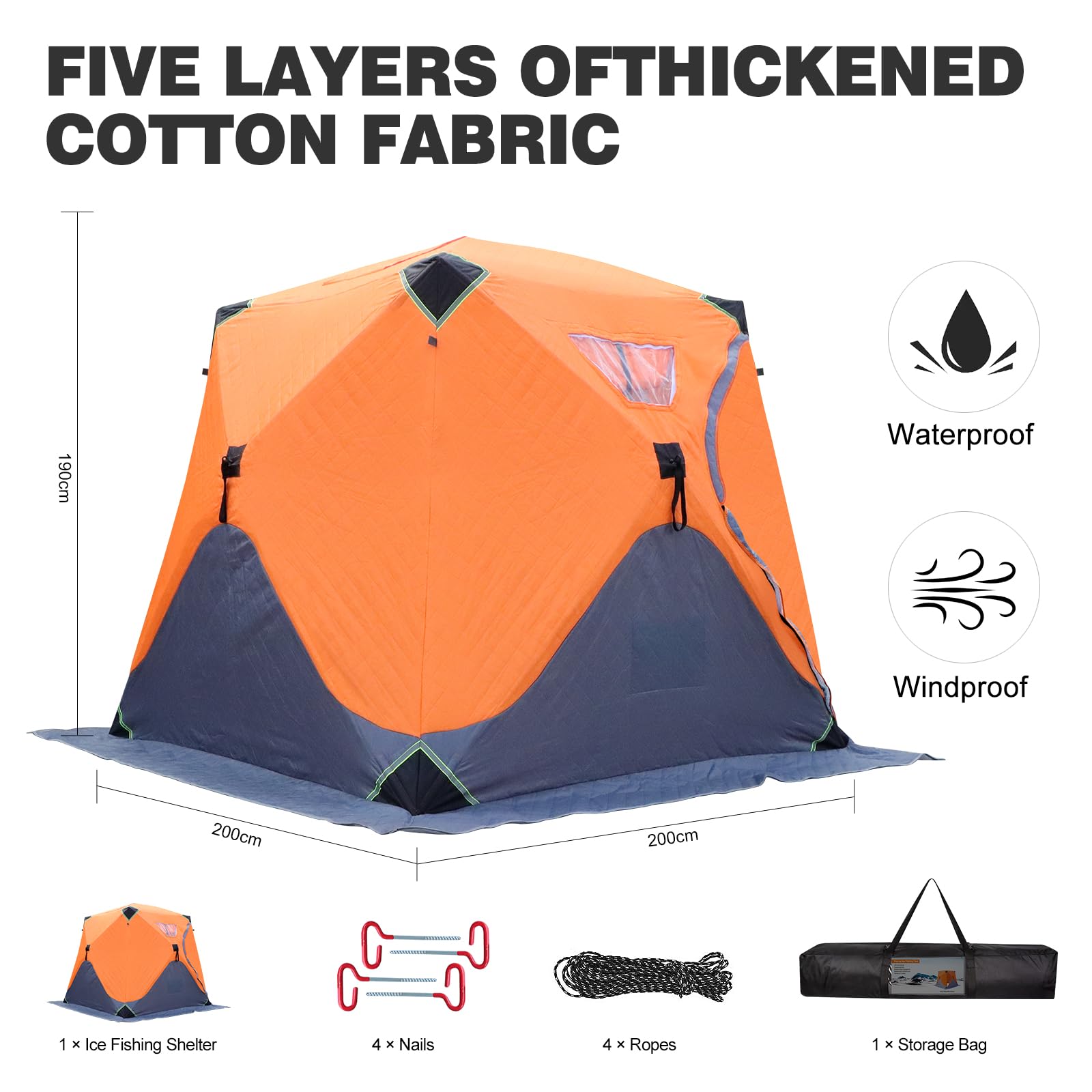 Portable Insulated Ice Fishing Tent with Stove Jack